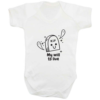 RIP My will to live baby bodysuit white 18-24 months