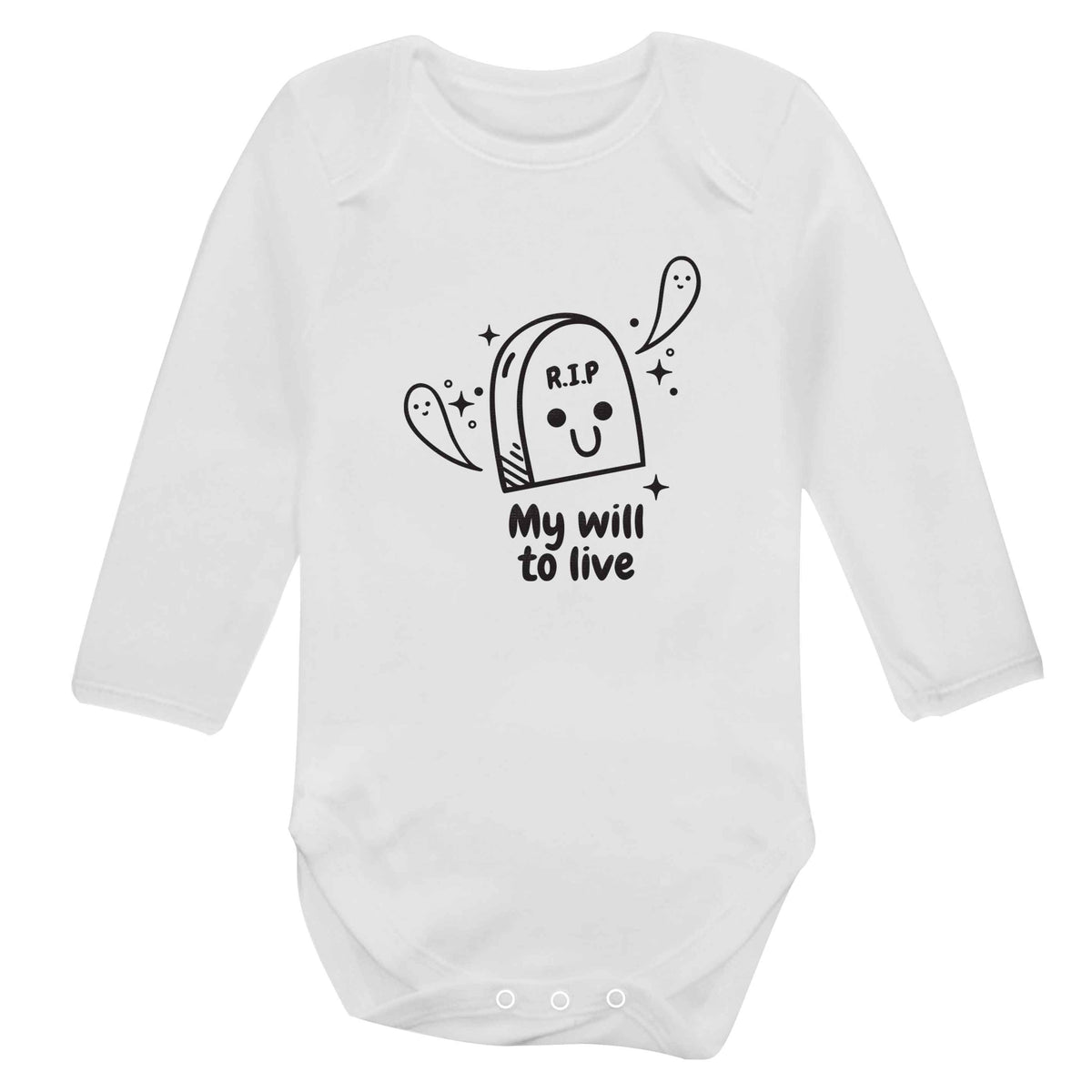 RIP My will to live baby bodysuit long sleeved white 6-12 months