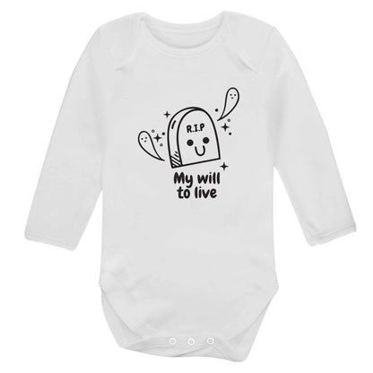 RIP My will to live baby bodysuit long sleeved white 6-12 months