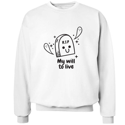 RIP My will to live adult's unisex white sweater 2XL