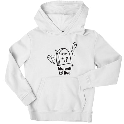 RIP My will to live children's white hoodie 12-13 Years
