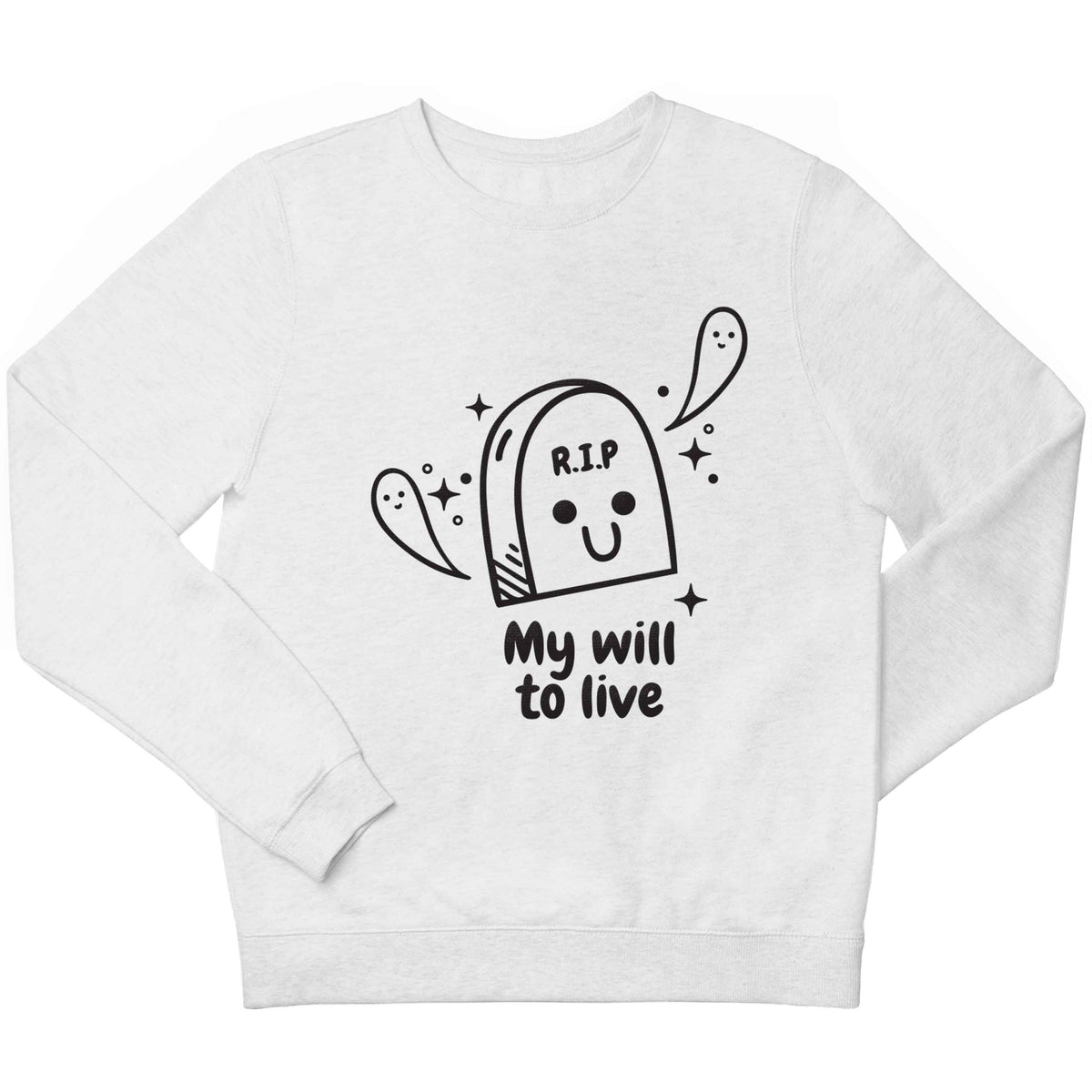 RIP My will to live children's white sweater 12-13 Years