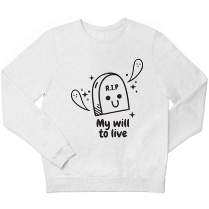 RIP My will to live children's white sweater 12-13 Years