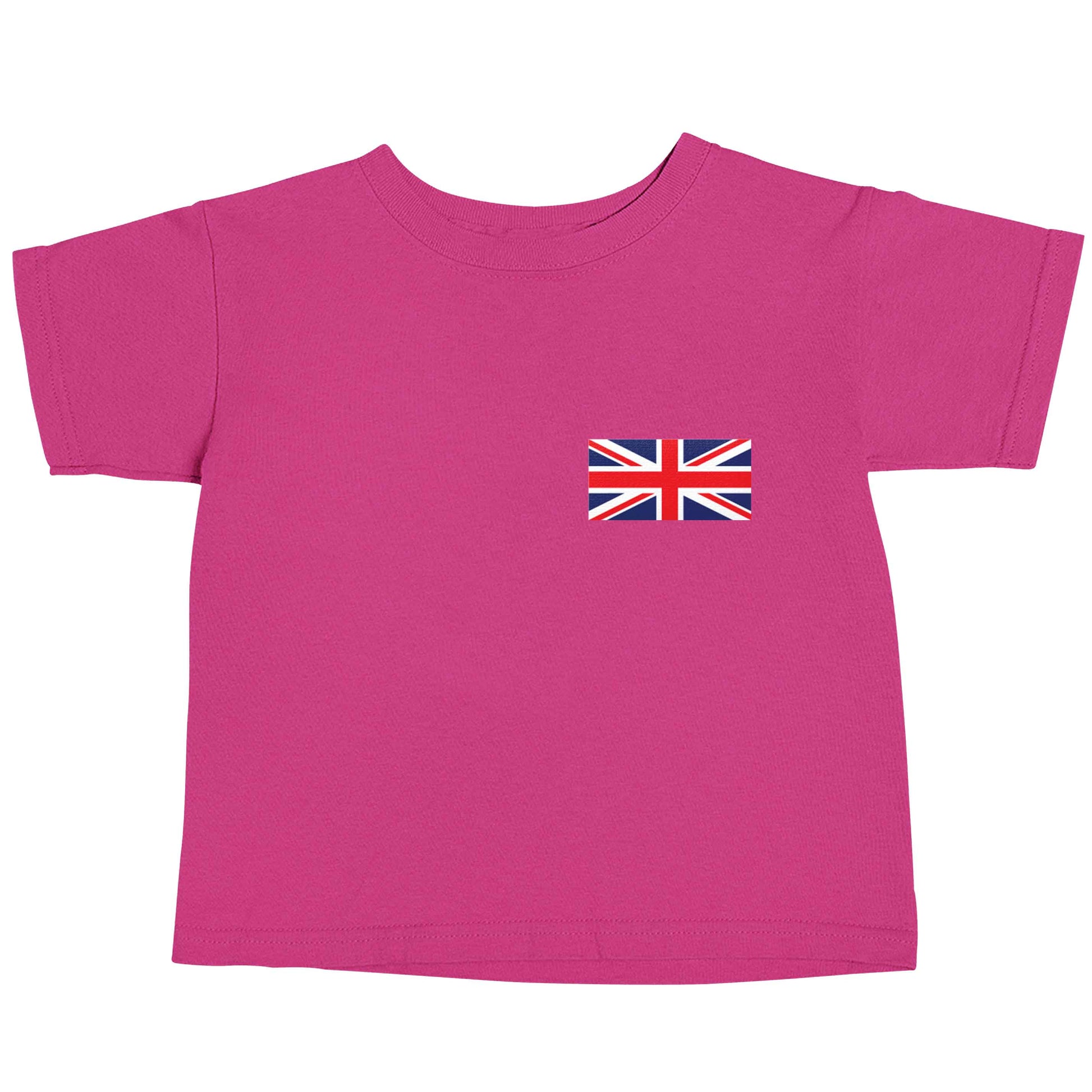 Union Jack flag pocket design pink baby toddler Tshirt 2 Years