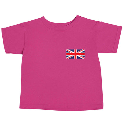 Union Jack flag pocket design pink baby toddler Tshirt 2 Years