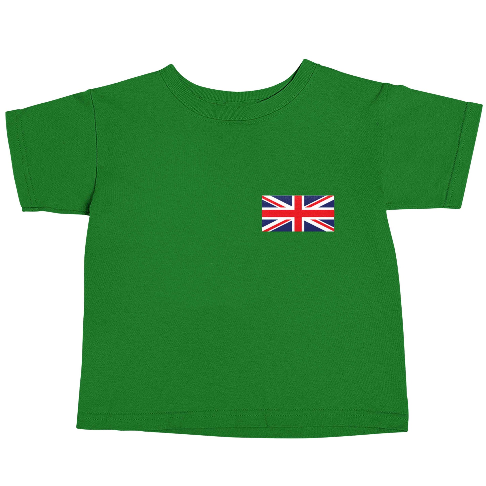 Union Jack flag pocket design green baby toddler Tshirt 2 Years