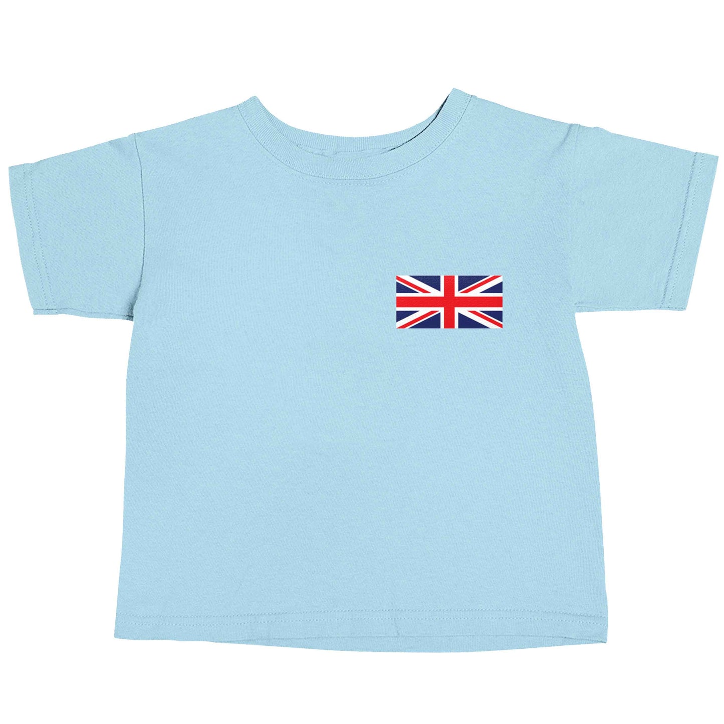 Union Jack flag pocket design light blue baby toddler Tshirt 2 Years