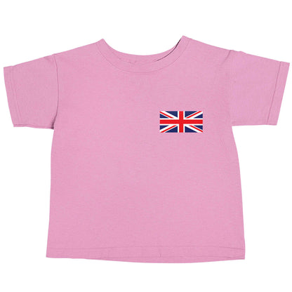 Union Jack flag pocket design light pink baby toddler Tshirt 2 Years