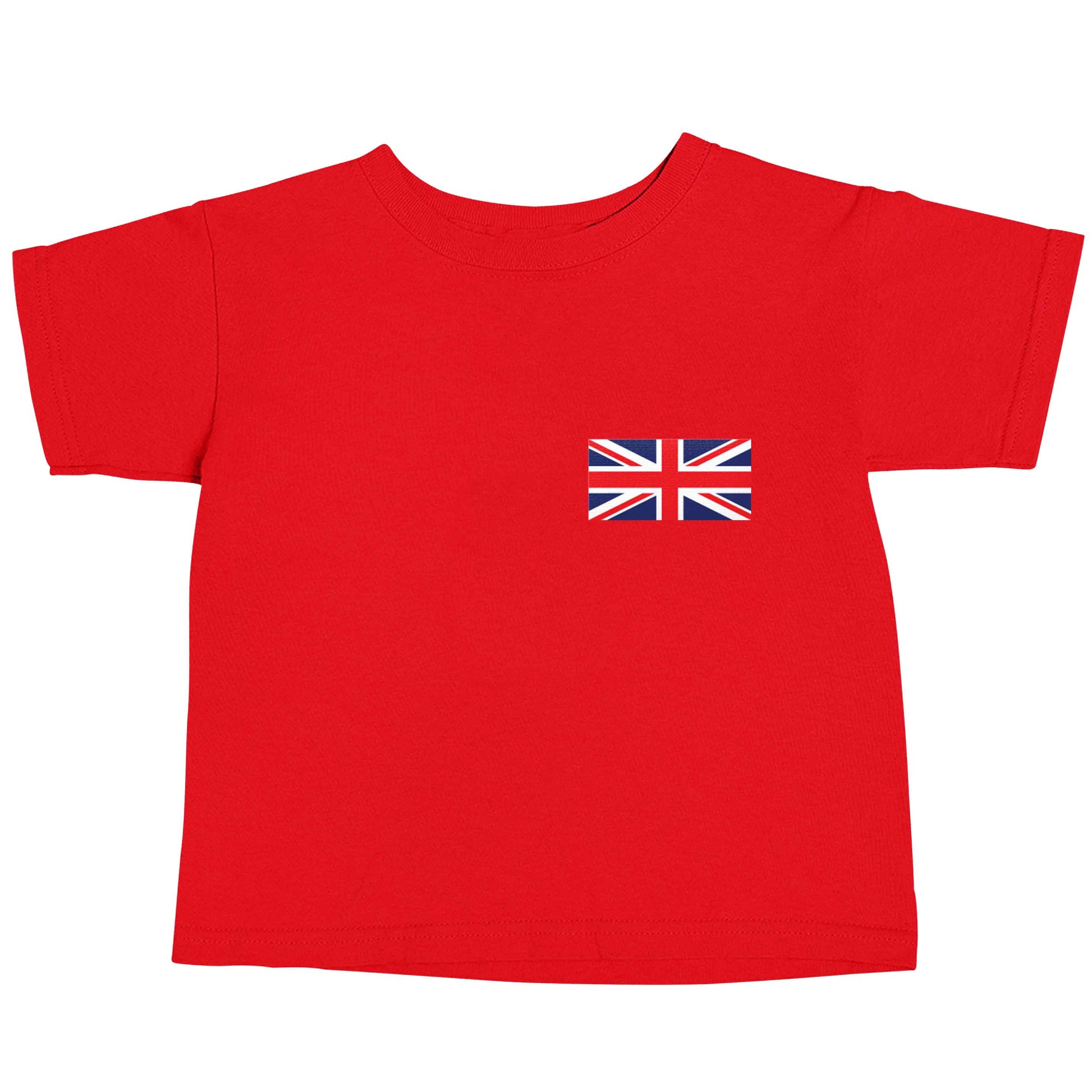 Union Jack flag pocket design red baby toddler Tshirt 2 Years