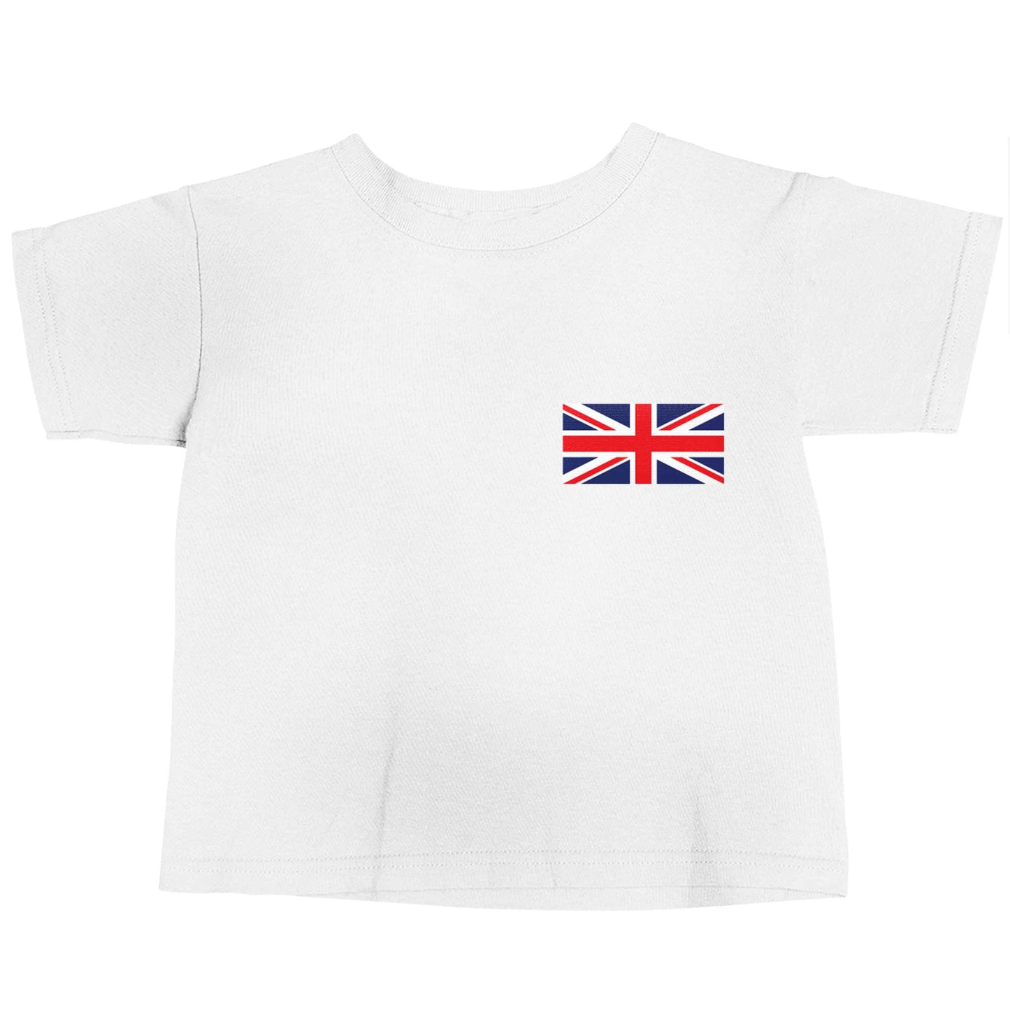 Union Jack flag pocket design white baby toddler Tshirt 2 Years