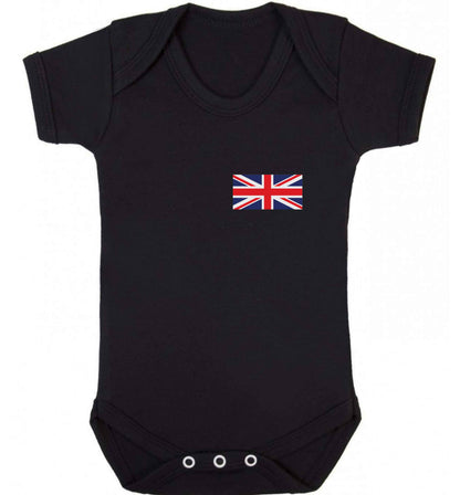 Union Jack flag pocket design baby bodysuit black 18-24 months