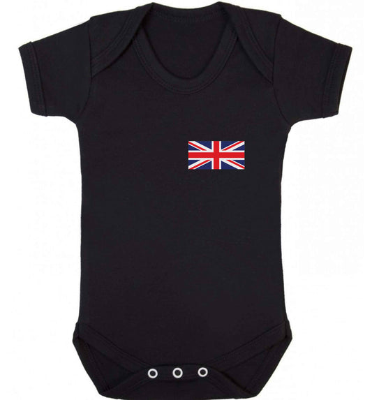 Union Jack flag pocket design baby bodysuit black 18-24 months