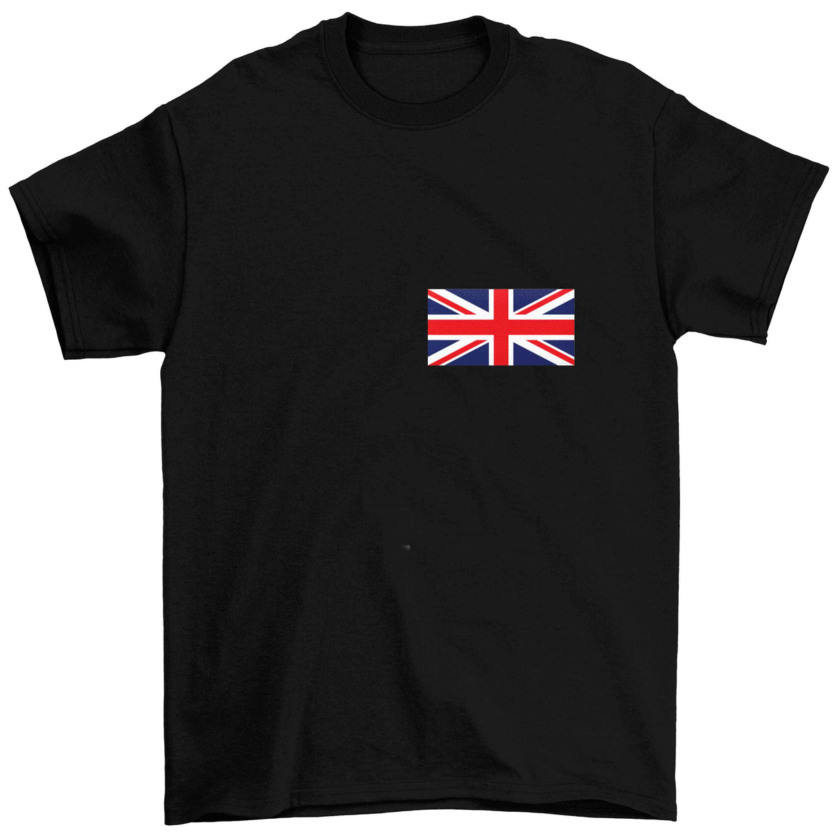 Union Jack flag pocket design Children's black Tshirt 12-13 Years