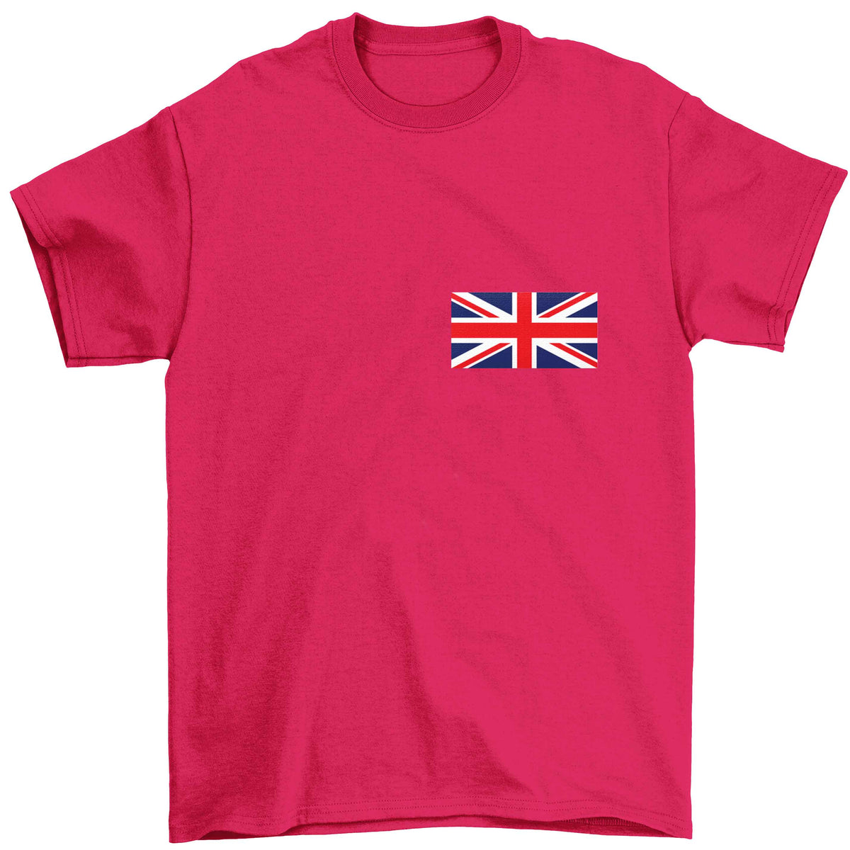 Union Jack flag pocket design Children's pink Tshirt 12-13 Years