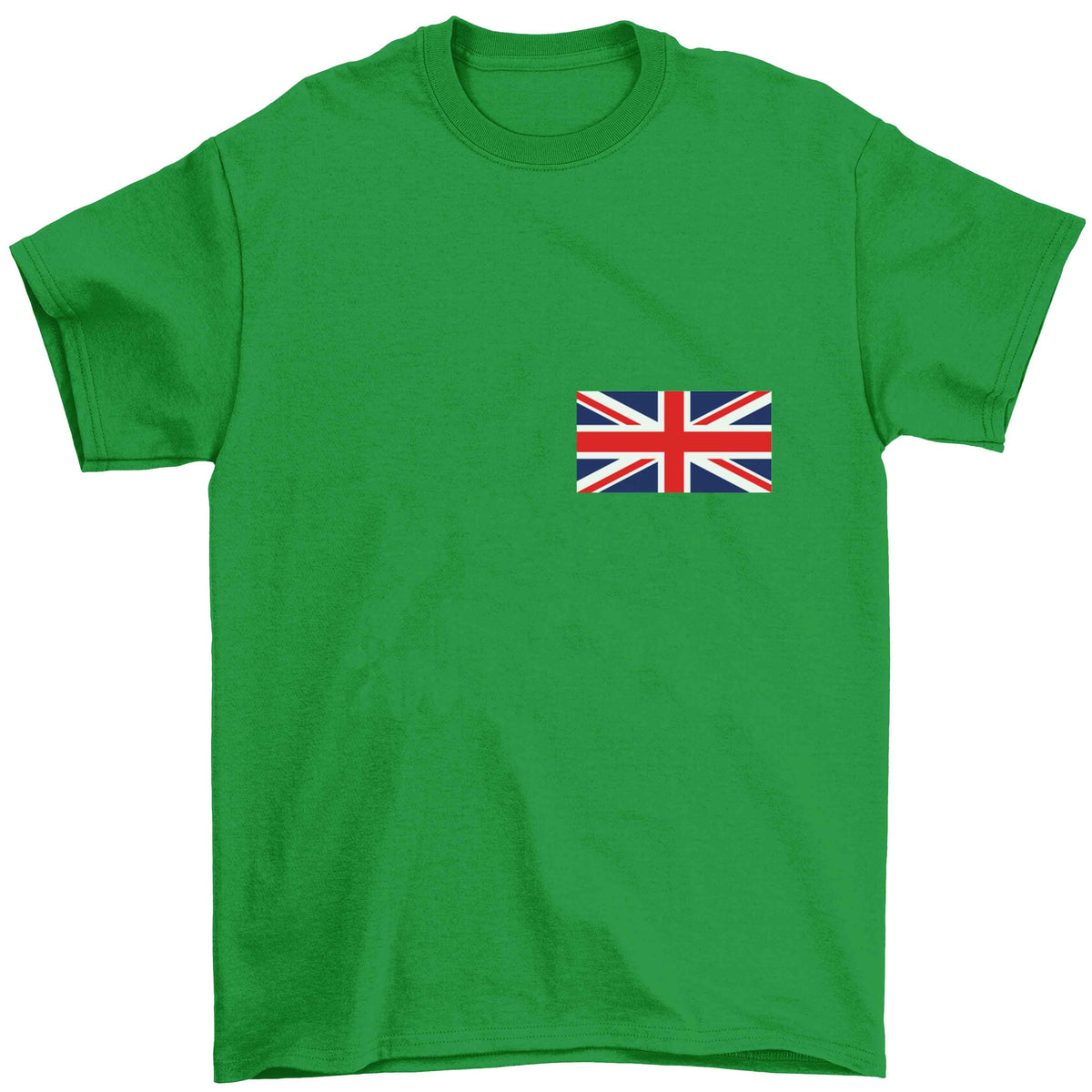 Union Jack flag pocket design Children's green Tshirt 12-13 Years