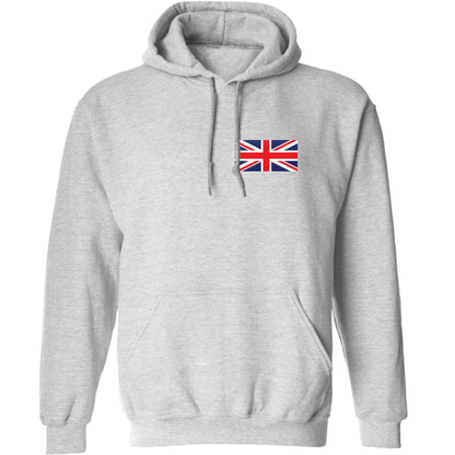 Union Jack flag pocket design adults unisex grey hoodie 2XL