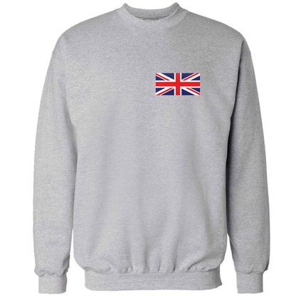 Union Jack flag pocket design adult's unisex grey sweater 2XL