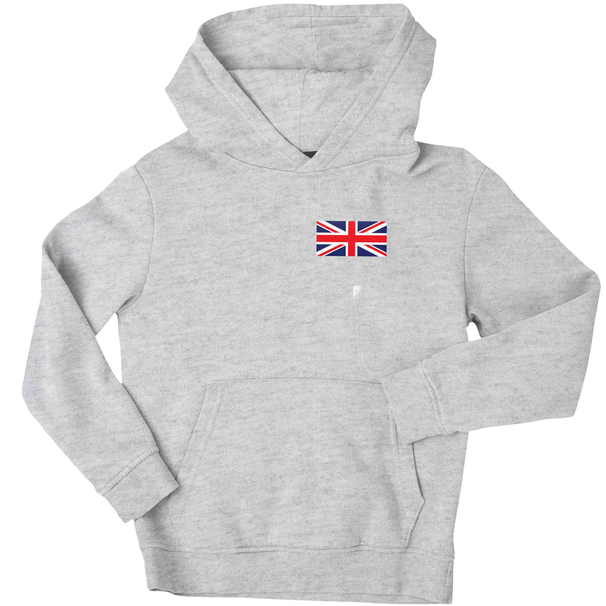 Union Jack flag pocket design children's grey hoodie 12-13 Years