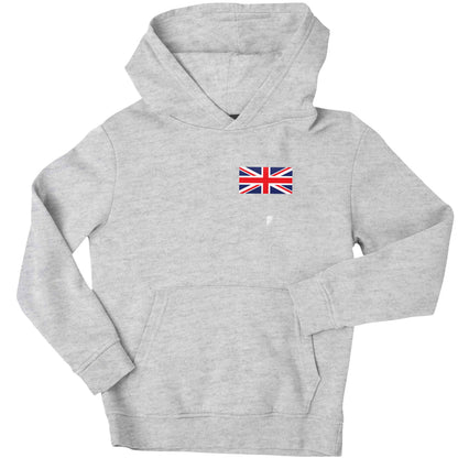 Union Jack flag pocket design children's grey hoodie 12-13 Years