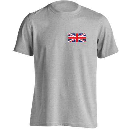 Union Jack flag pocket design adults unisex grey Tshirt 2XL