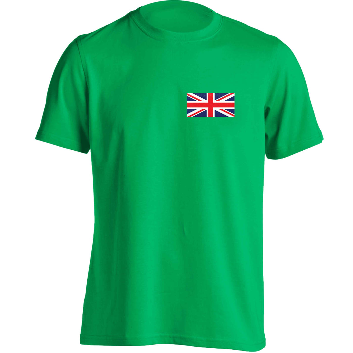 Union Jack flag pocket design adults unisex green Tshirt 2XL
