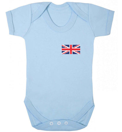 Union Jack flag pocket design baby bodysuit pale blue 18-24 months