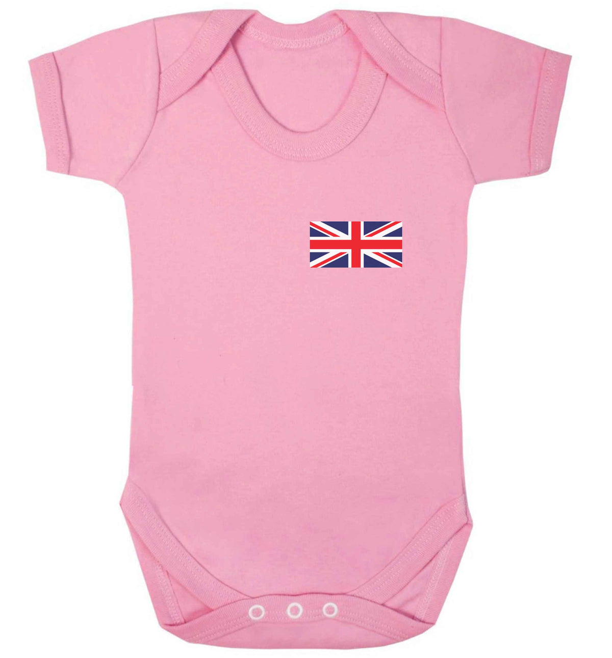 Union Jack flag pocket design baby bodysuit pale pink 18-24 months