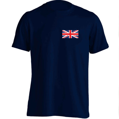 Union Jack flag pocket design adults unisex navy Tshirt 2XL