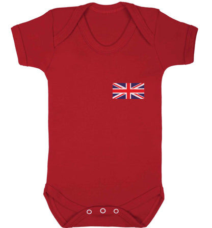 Union Jack flag pocket design baby bodysuit red 18-24 months