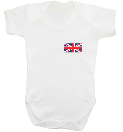 Union Jack flag pocket design baby bodysuit white 18-24 months
