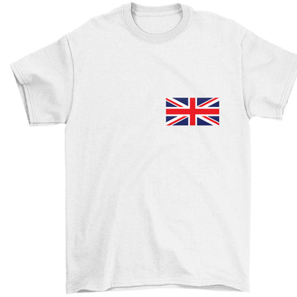 Union Jack flag pocket design Children's white Tshirt 12-13 Years