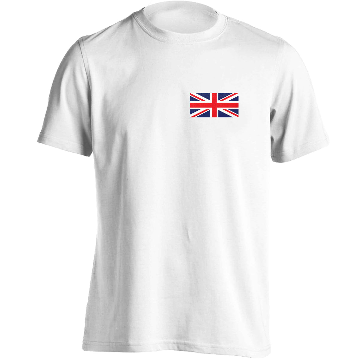 Union Jack flag pocket design adults unisex white Tshirt 2XL