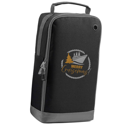 Merry cruismas black sports shoe bag vertical print