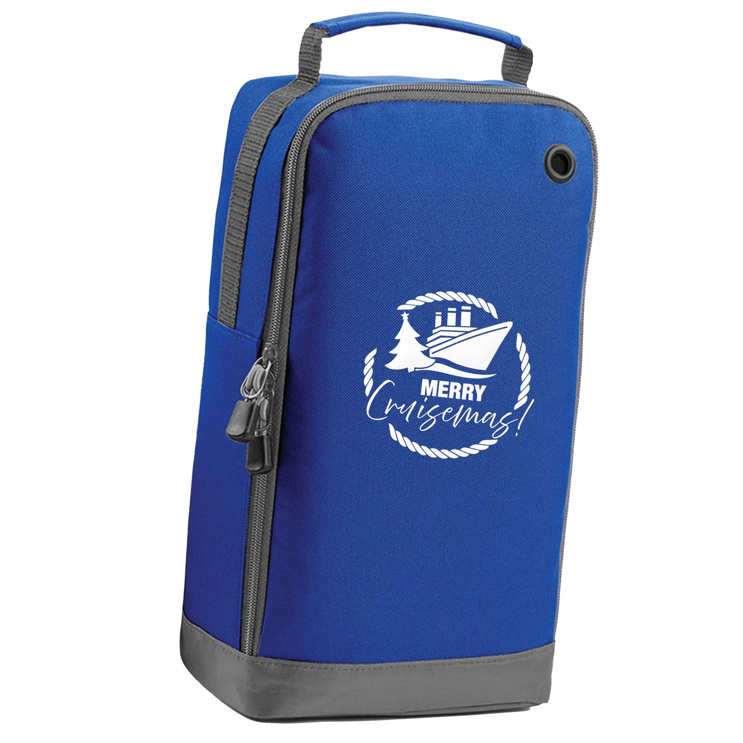 Merry cruismas blue sports shoe bag vertical print