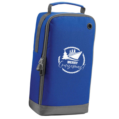 Merry cruismas blue sports shoe bag vertical print
