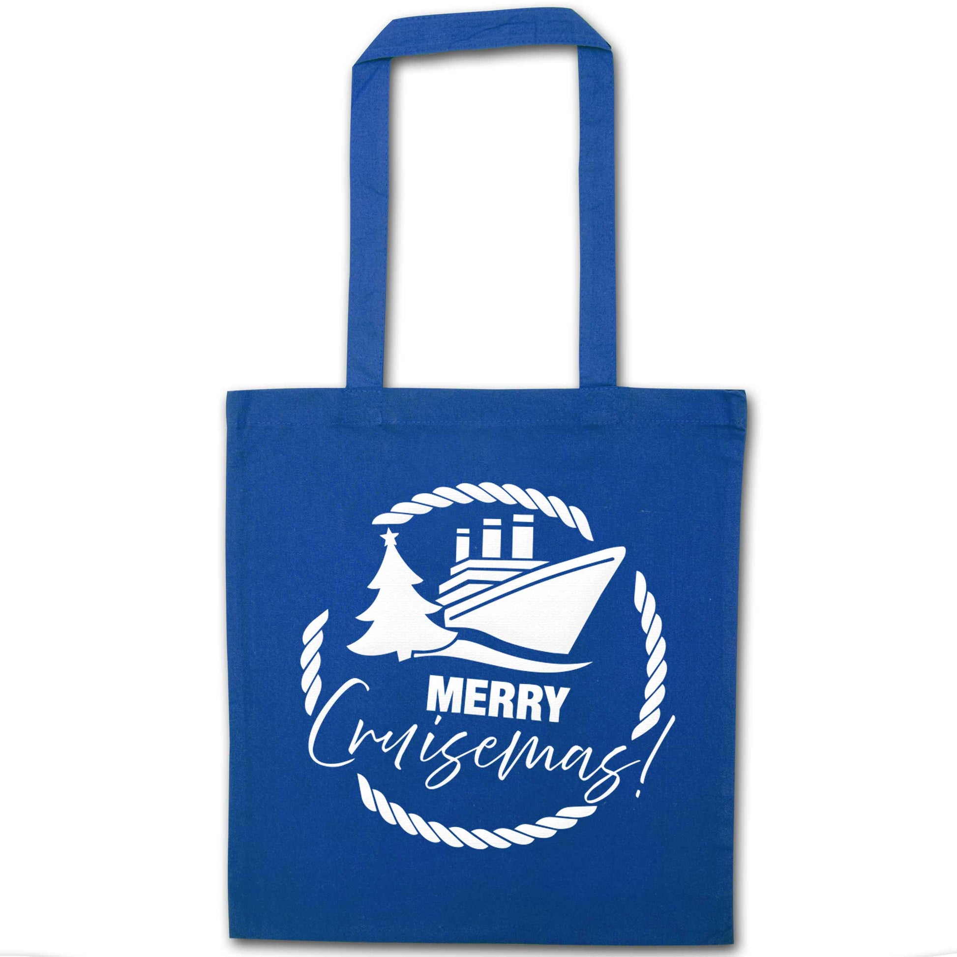Merry cruismas blue tote bag