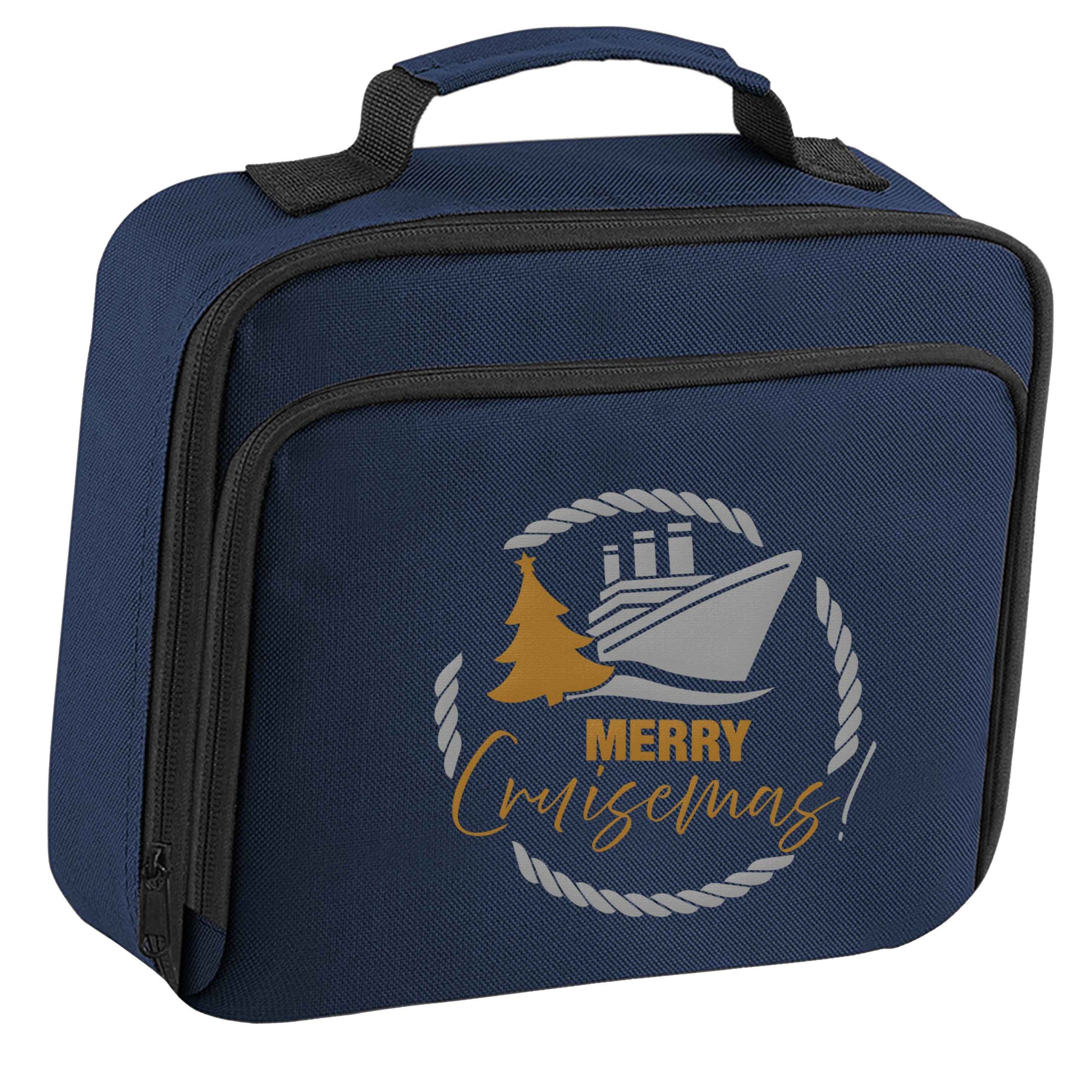 Merry cruismas insulated navy lunch bag cooler