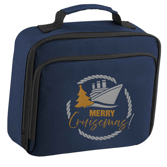 Merry cruismas insulated navy lunch bag cooler