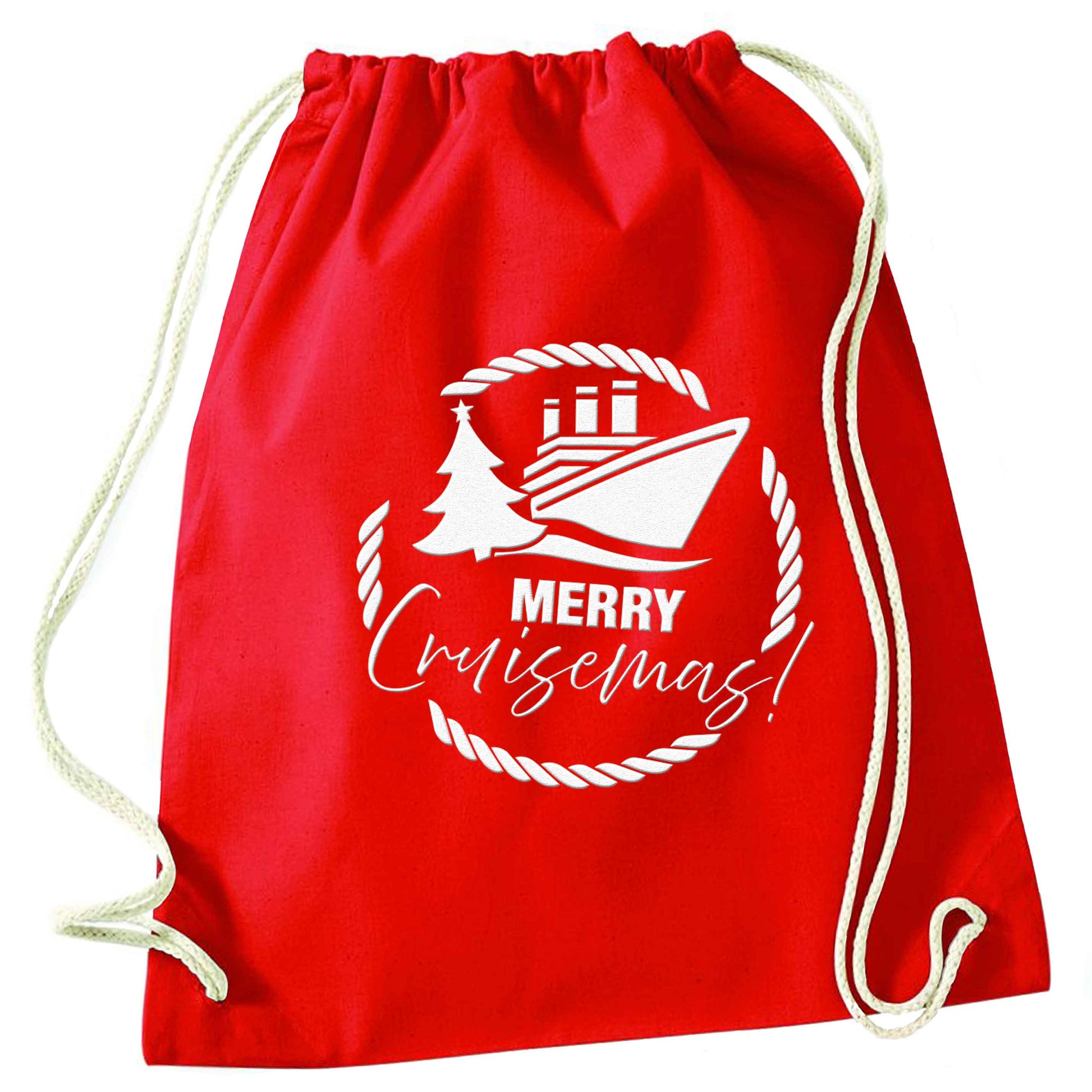 Merry cruismas red drawstring bag 