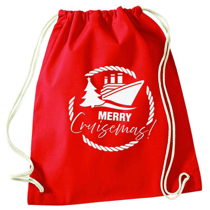 Merry cruismas red drawstring bag 
