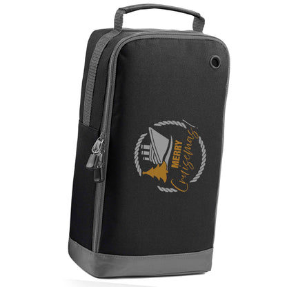 Merry cruismas black sports shoe bag horizontal print