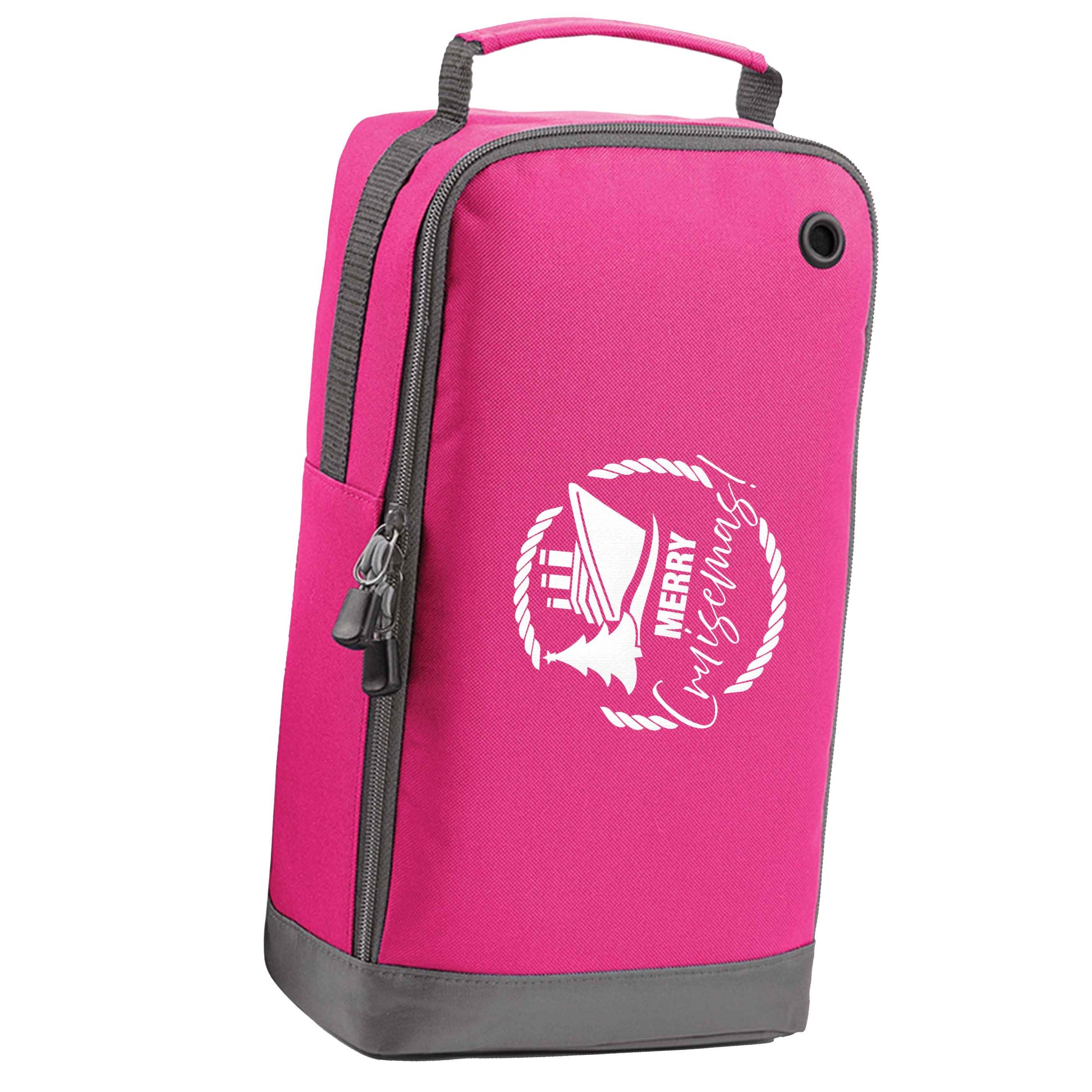 Merry cruismas pink sports shoe bag horizontal print