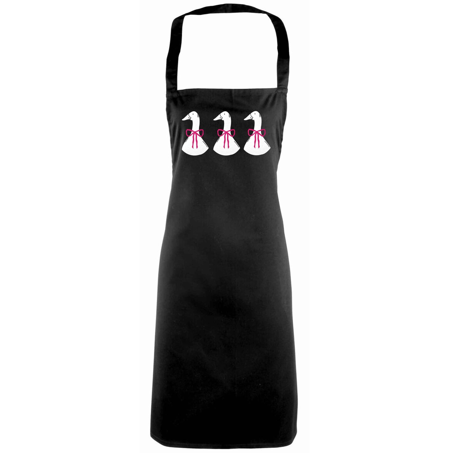 Three geese illustration adults black apron