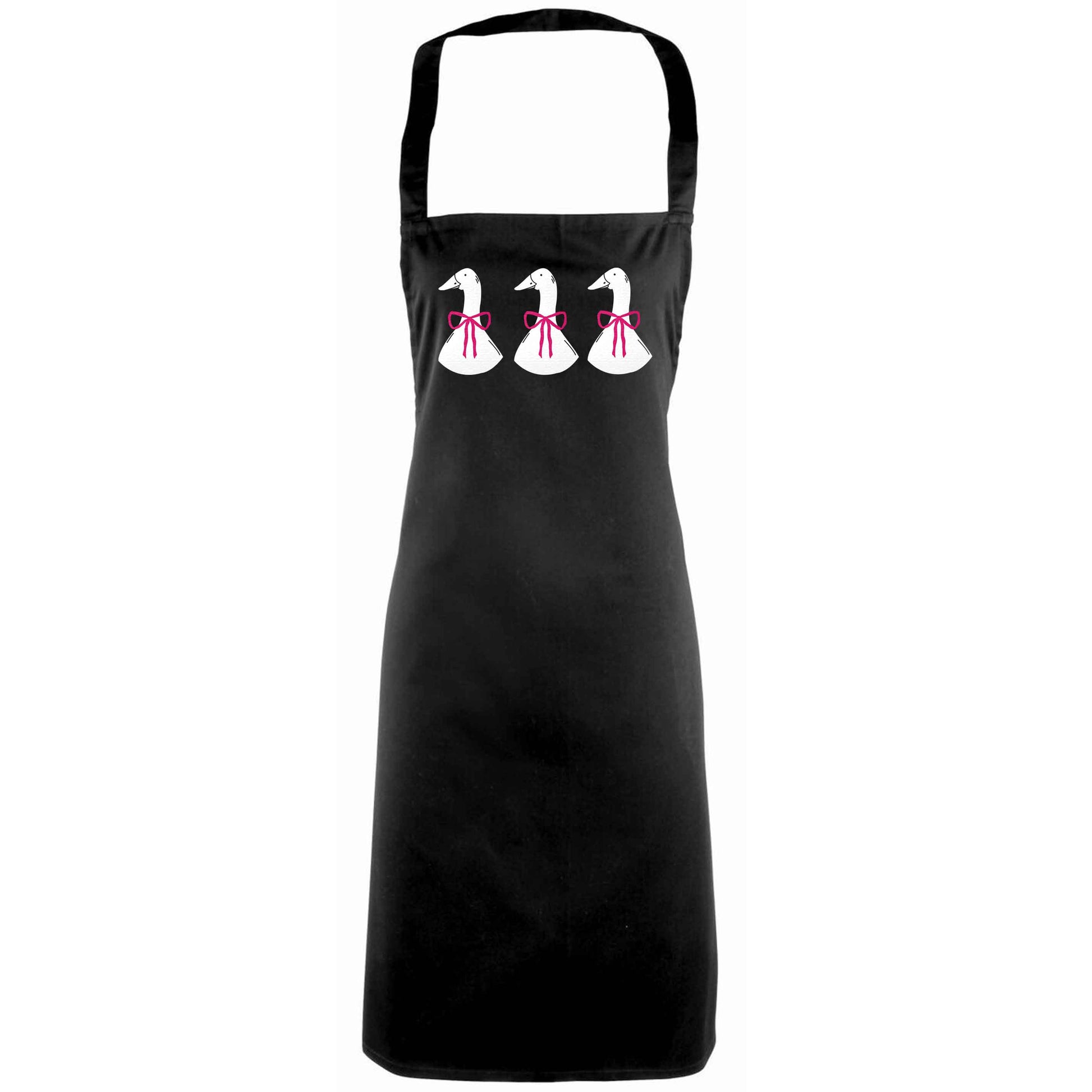 Three geese illustration adults black apron