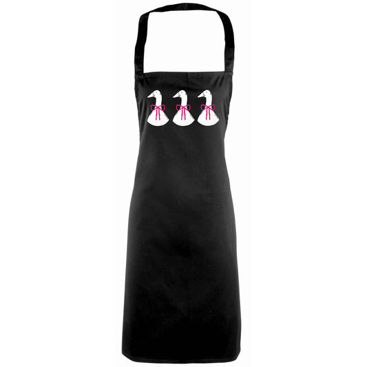 Three geese illustration adults black apron