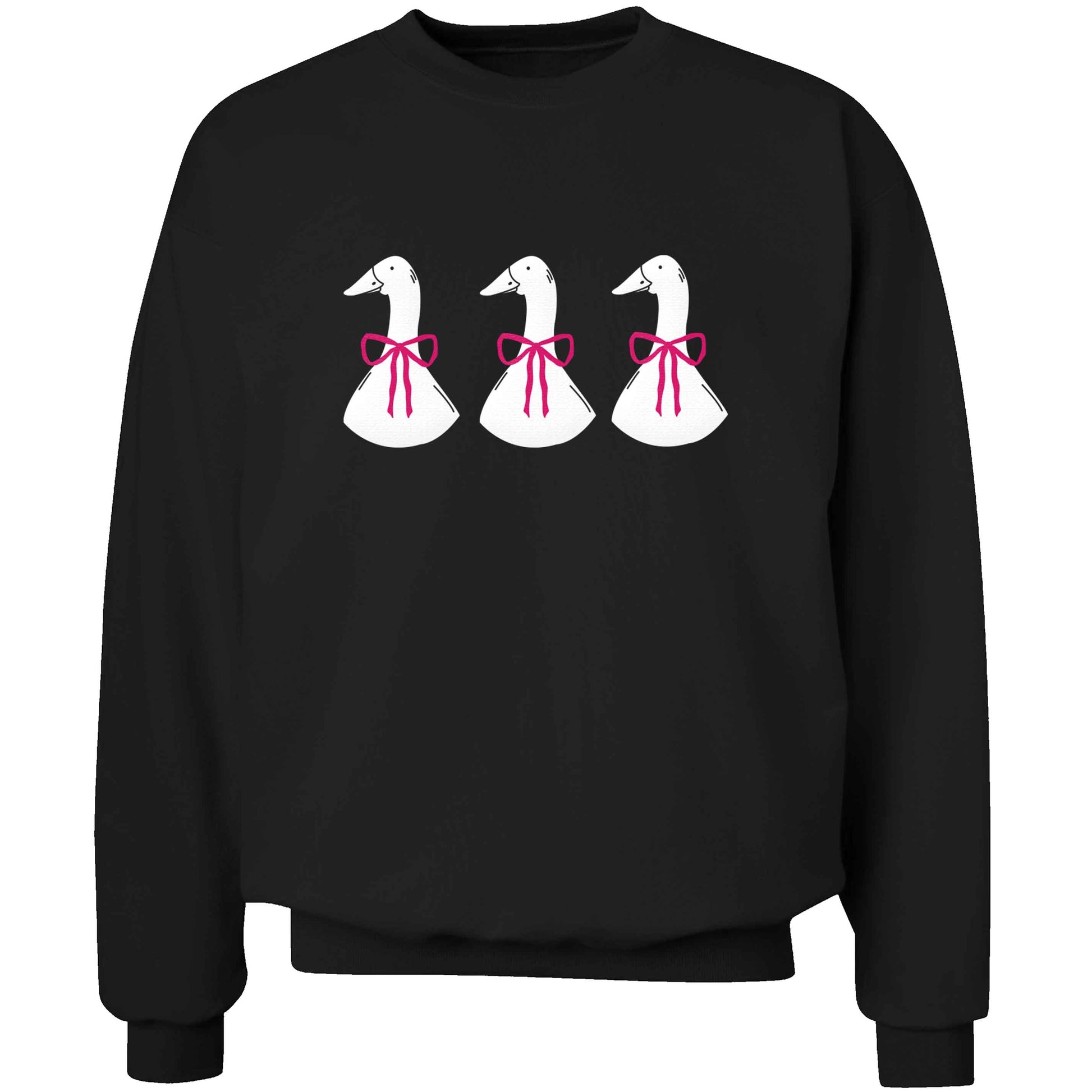 Three geese illustration adult's unisex black sweater 2XL