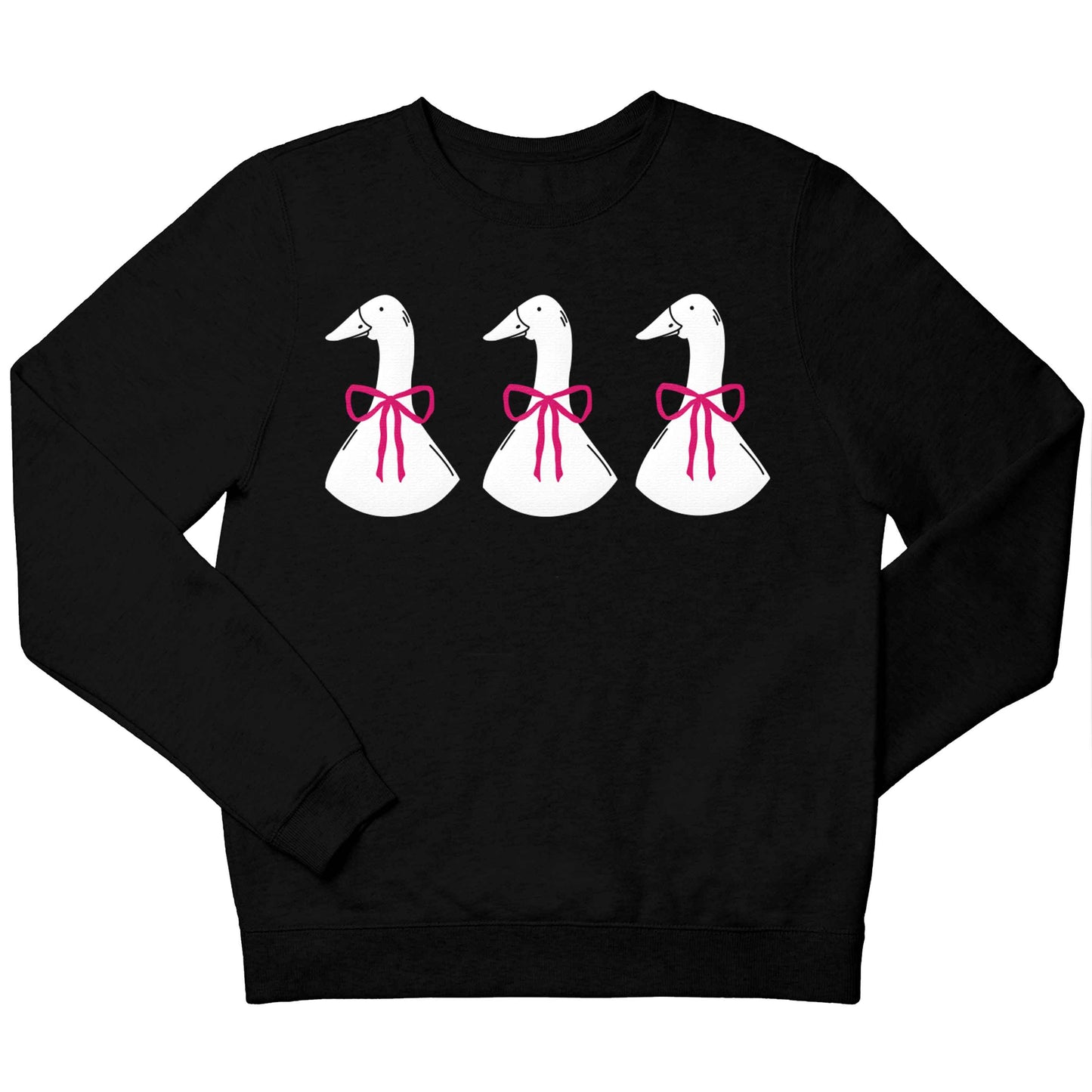 Three geese illustration children's black sweater 12-13 Years