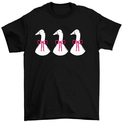 Three geese illustration Children's black Tshirt 12-13 Years