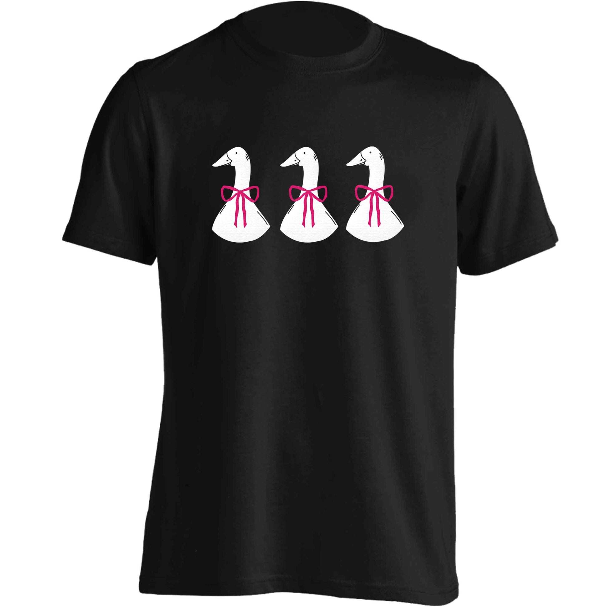 Three geese illustration adults unisex black Tshirt 2XL