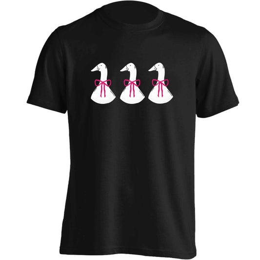 Three geese illustration adults unisex black Tshirt 2XL